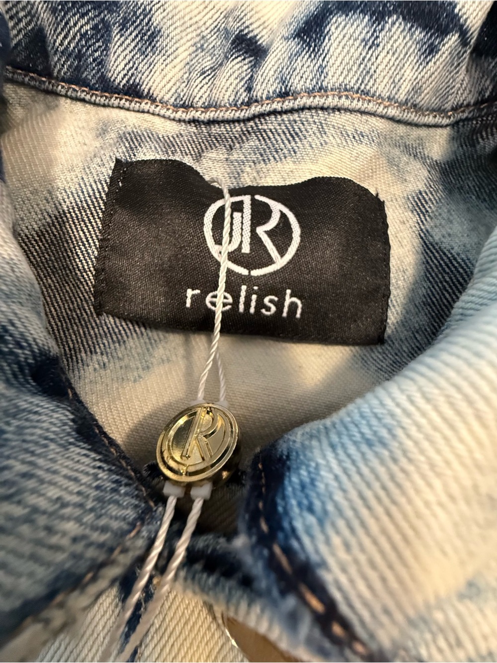 Relish tie dye sequin metal stud denim jeans vest SZ SM - Picture 7 of 12